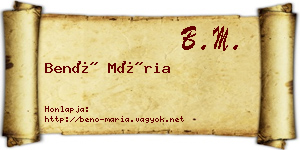 Benő Mária névjegykártya